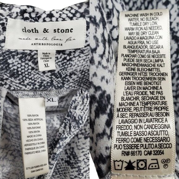 Anthropologie Womens Cloth & Stone Grey Animal Print Button Front Shirt Size XL - Picture 5 of 5